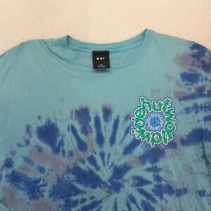 HUF Casual Crew Neck Long Sleeve Graphic T Shirt Mens Size Medium M Blue
